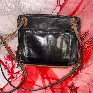 Tiganello Black And Brown Leather Crossbody Bag